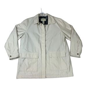 Eddie Bauer Jacket Womens Large White Soft‎ Shell Windbreaker Rain Coat Lined